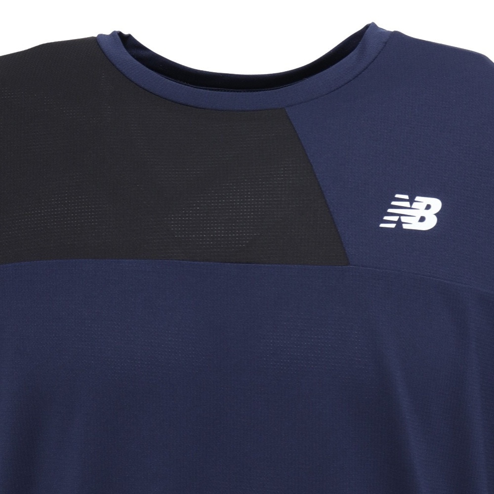 ニューバランス（new balance）（メンズ）テニスウェア スポーツカラーブロック 半袖Tシャツ AMT53400TNV