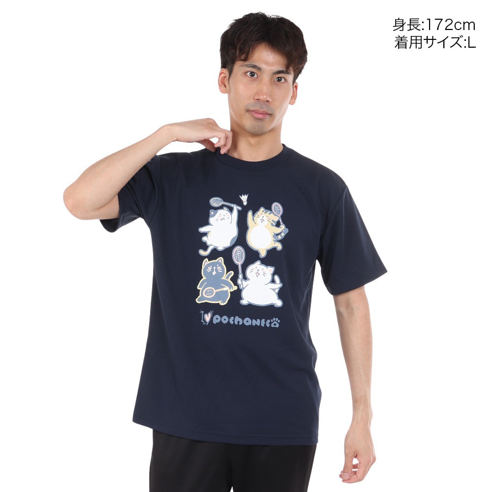 ゴーセン（GOSEN）（メンズ）pochaneco ぽちゃ猫 Tシャツ Lサイズ J24X0117L