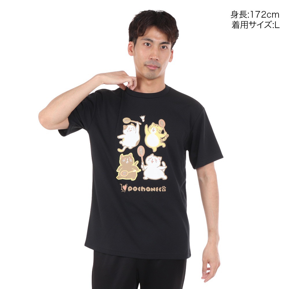 ゴーセン（GOSEN）（メンズ、レディース）pochaneco ぽちゃ猫 半袖Tシャツ Lサイズ J24X0139L