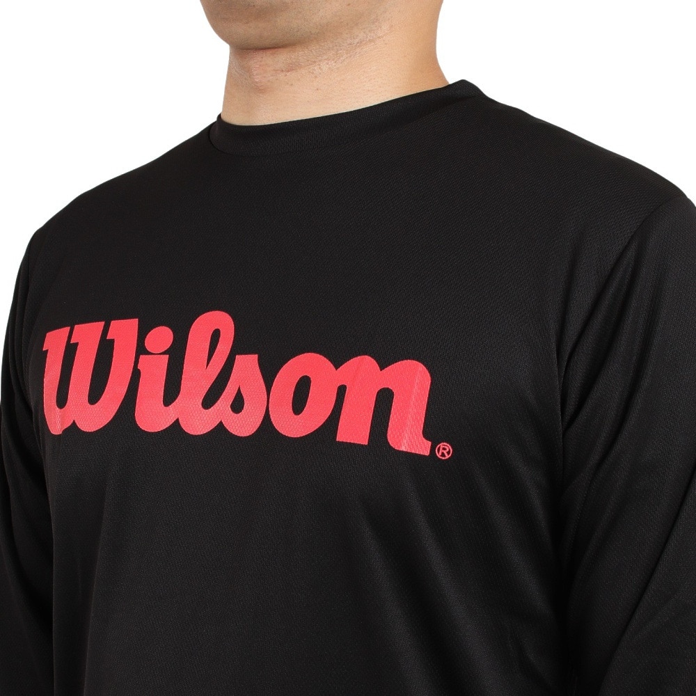 ウイルソン（Wilson）（メンズ）テニスウェア Wilson スタンダード長袖Tシャツ 紫外線遮蔽率90%以上 UVカット 紫外線対策 吸水速乾 442205-BK