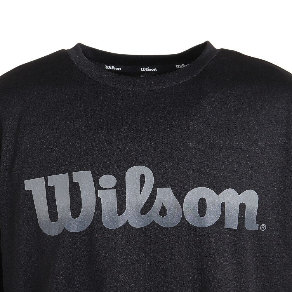 ウイルソン（Wilson）（メンズ）テニスウェア クルーネック長袖Tシャツ 443212-BK 速乾