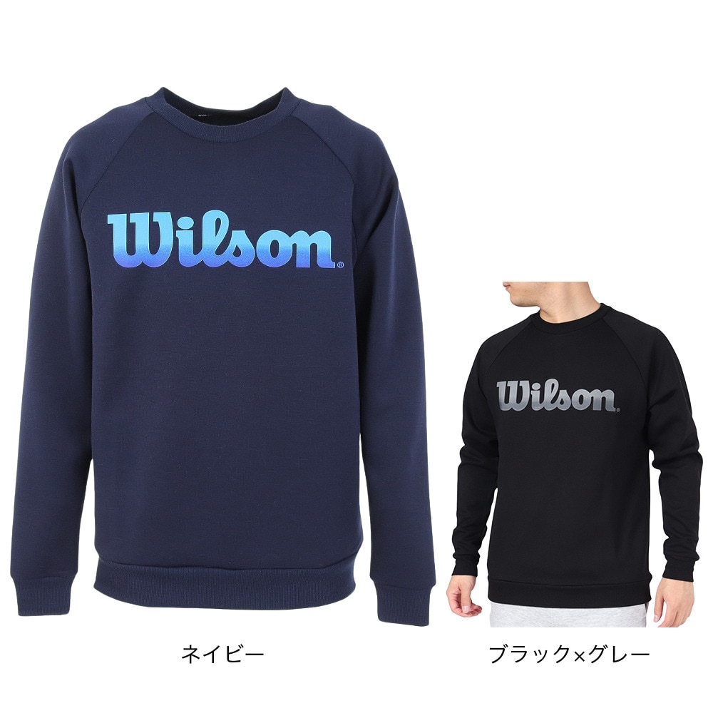 ウイルソン（Wilson）（メンズ）テニスウェア 長袖トレーナー クルーダンボール 443215-NV UVカット