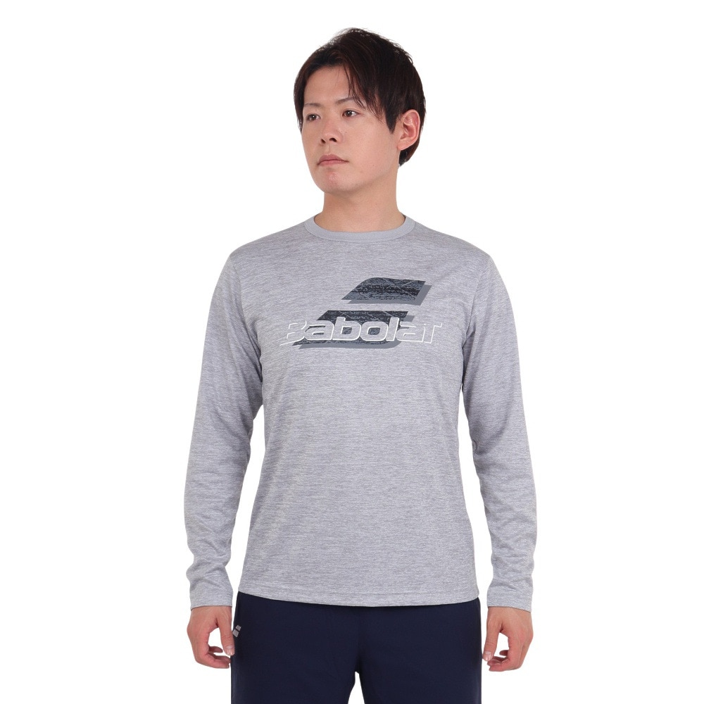 バボラ（BABOLAT）（メンズ）テニスウェア ピュア長袖Tシャツ BUP3553 GY00 速乾