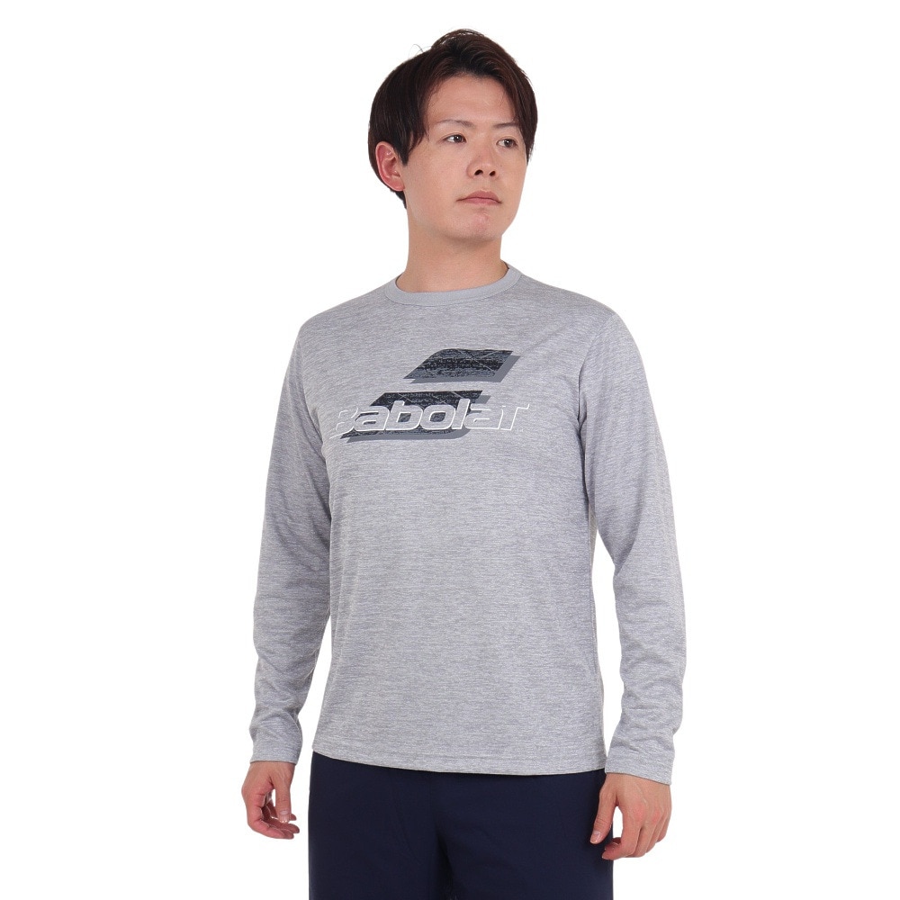 バボラ（BABOLAT）（メンズ）テニスウェア ピュア長袖Tシャツ BUP3553 GY00 速乾