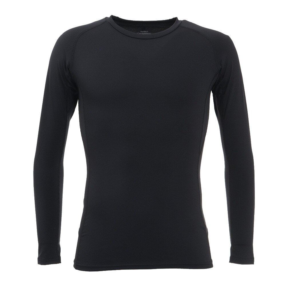 PG（メンズ）テニスウェア ドライプラス 抗菌 ストレッチ丸首長袖シャツ 732PG1ES4986 BLK