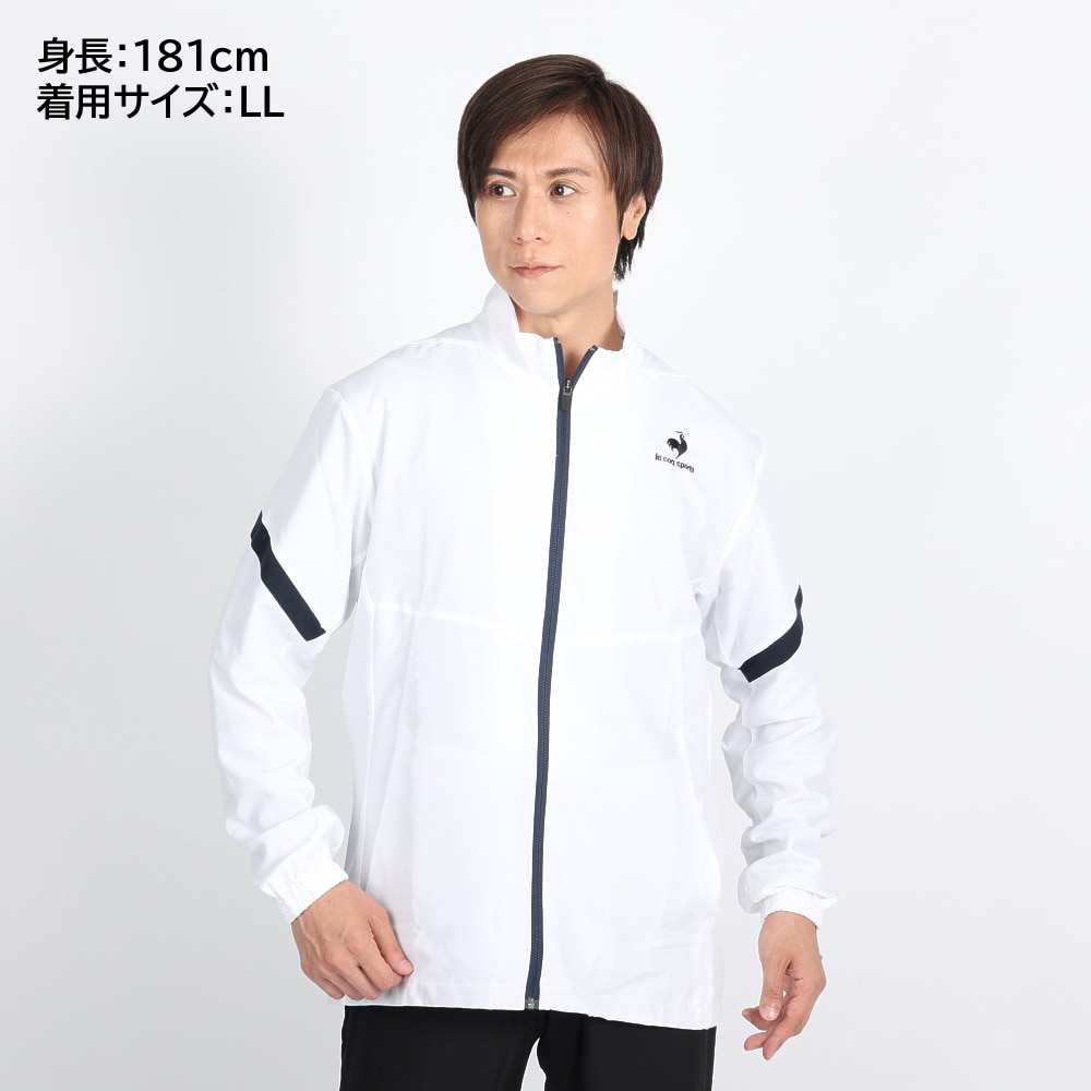 ルコック スポルティフ（le coq sportif）（メンズ）テニスウェア 裏トリコットウインドジャケット 撥水 QTMSJF30XB WHT  スポーツ用品はスーパースポーツゼビオ