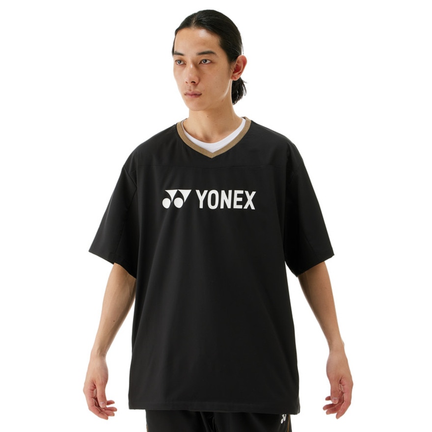 ヨネックス（YONEX）（メンズ、レディース）テニスウェア ユニ半袖Vブレーカー 30114Y-007