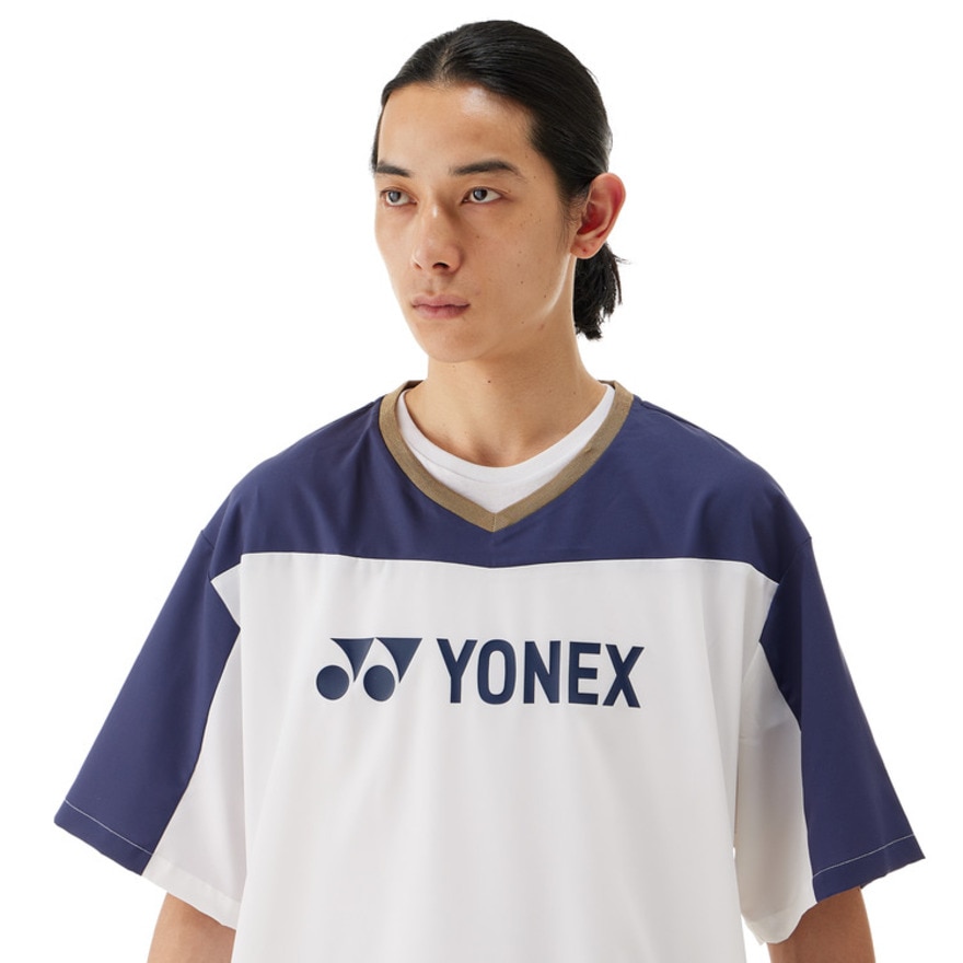 ヨネックス（YONEX）（メンズ、レディース）テニスウェア ユニ半袖Vブレーカー 30114Y-011