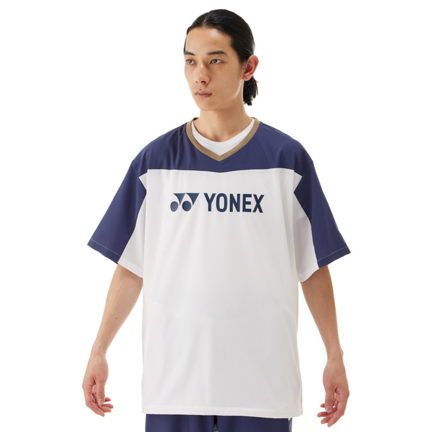 ヨネックス（YONEX）（メンズ、レディース）テニスウェア ユニ半袖Vブレーカー 30114Y-011
