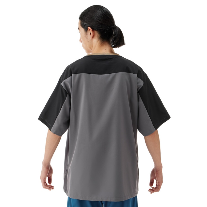 ヨネックス（YONEX）（メンズ、レディース）テニスウェア ユニ半袖Vブレーカー 30114Y-405