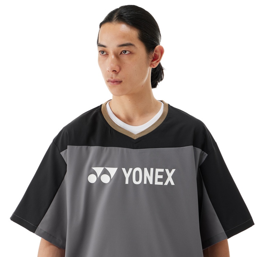 ヨネックス（YONEX）（メンズ、レディース）テニスウェア ユニ半袖Vブレーカー 30114Y-405