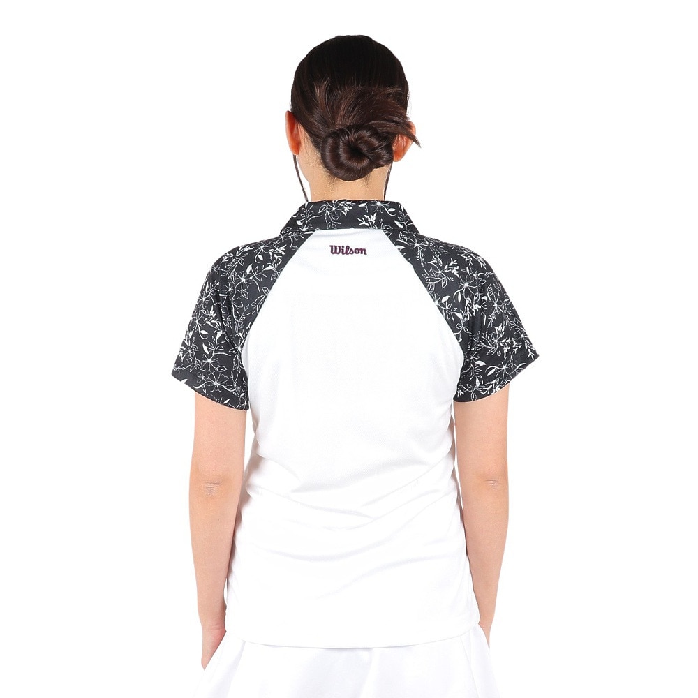 ウイルソン（Wilson）（レディース）テニスウェア レディース プリント 半袖 ポロシャツ 紫外線遮蔽率90%以上 UVカット 紫外線対策 吸水速乾 412296-PPL