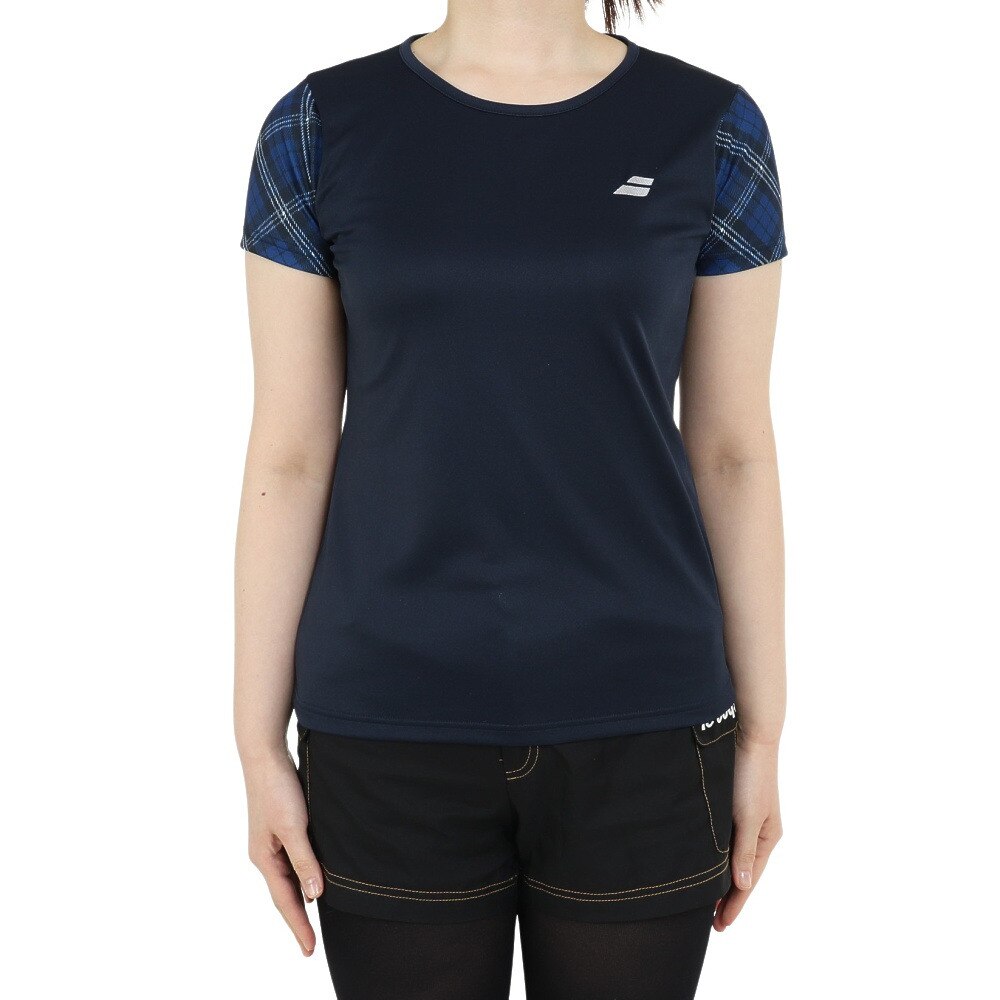 バボラ（BABOLAT）（レディース）テニスウェア レディース PURE 半袖Tシャツ BWP3528 NV 速乾