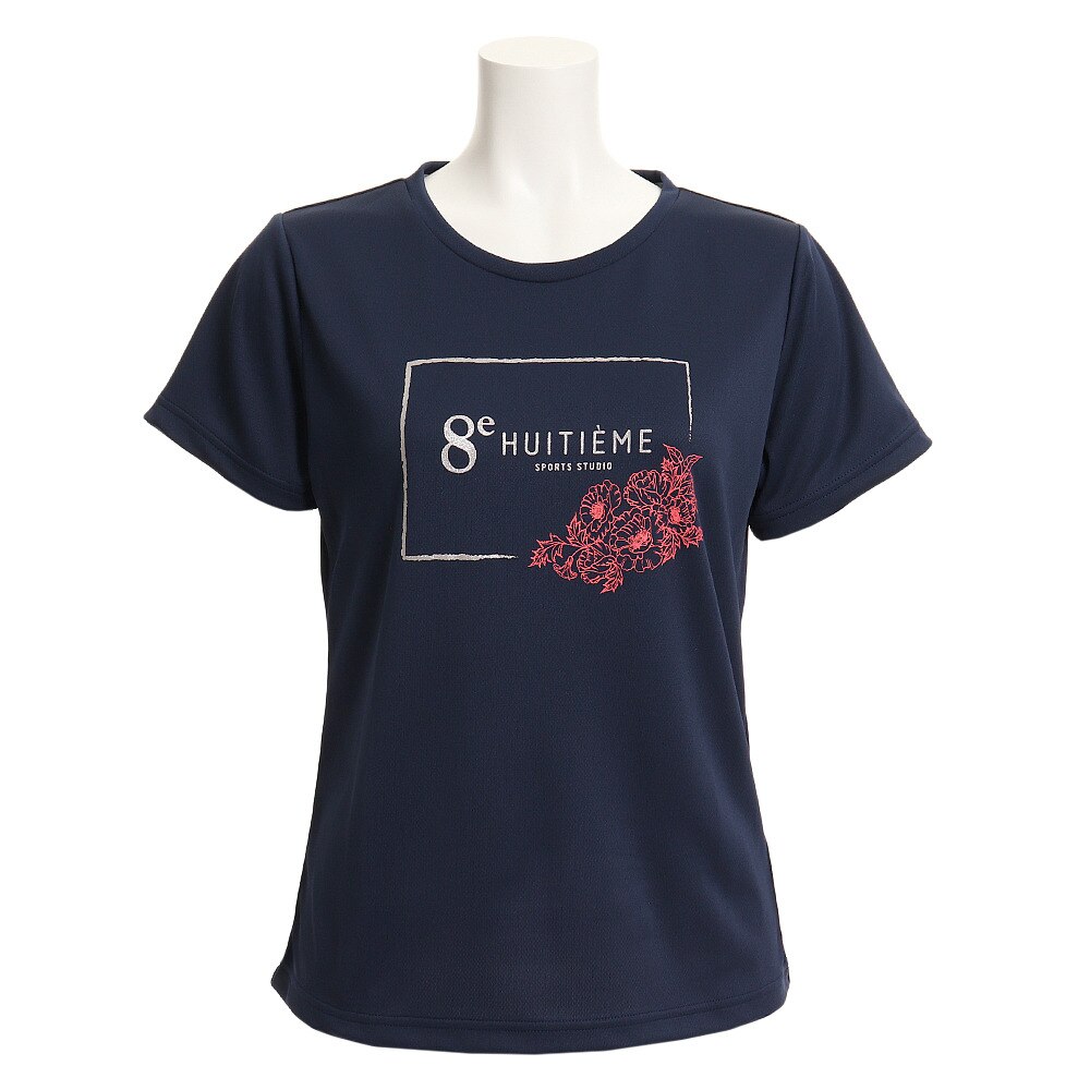  Tシャツ レディース 半袖 FLOWER HU19S03LS733112NVY 吸汗速乾/UVカット