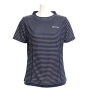 ウィッテム（HUITIEME）（レディース）テニス Tシャツ レディース 半袖 ボーダー HU19S13LS733107NVY 【吸汗速乾/UVカット】