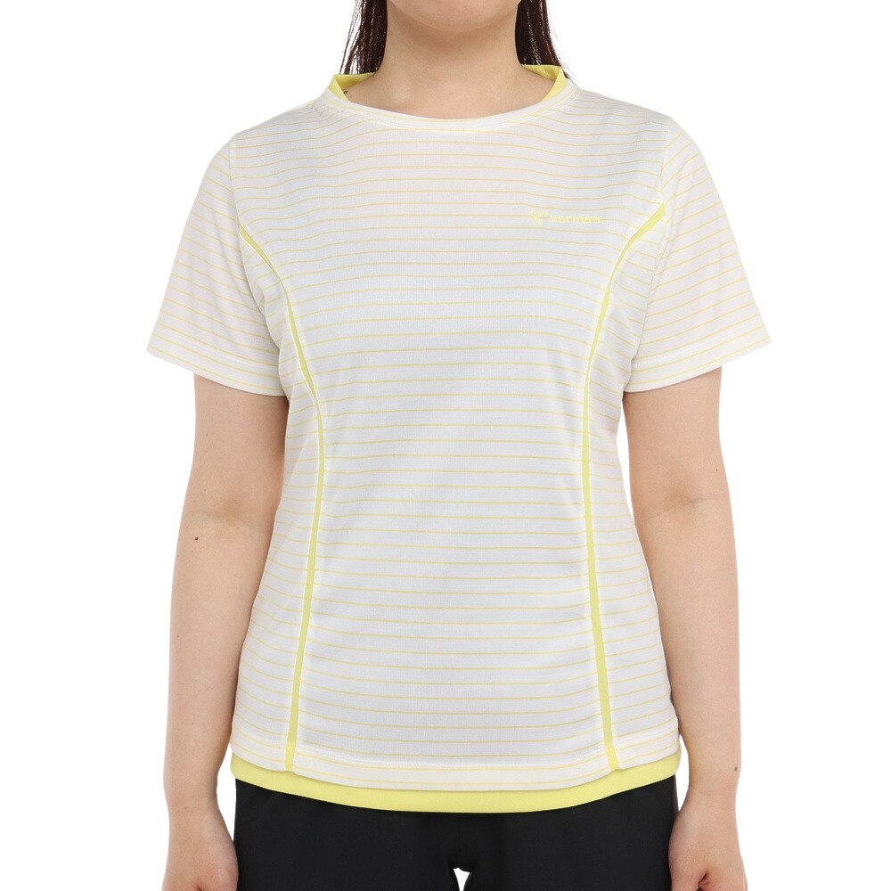  Tシャツ レディース 半袖 ボーダー HU19S13LS733107YEL 吸汗速乾/UVカット