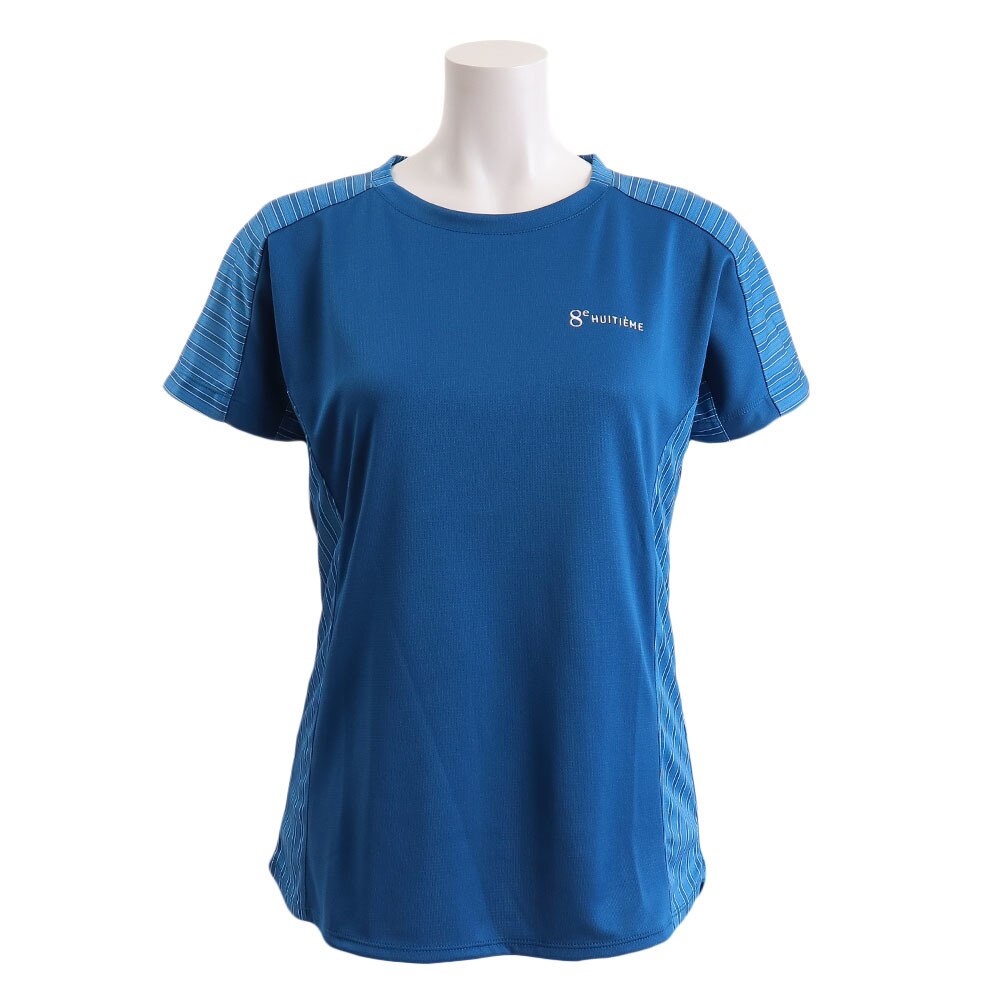  Tシャツ レディース 半袖 ストライプ HU19F03LS733154BLU 【吸汗速乾/UVカット】