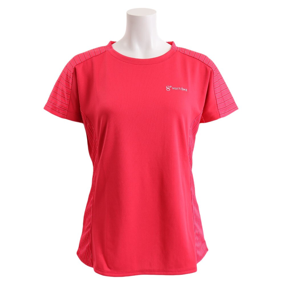  Tシャツ レディース 半袖 ストライプ HU19F03LS733154PNK 【吸汗速乾/UVカット】