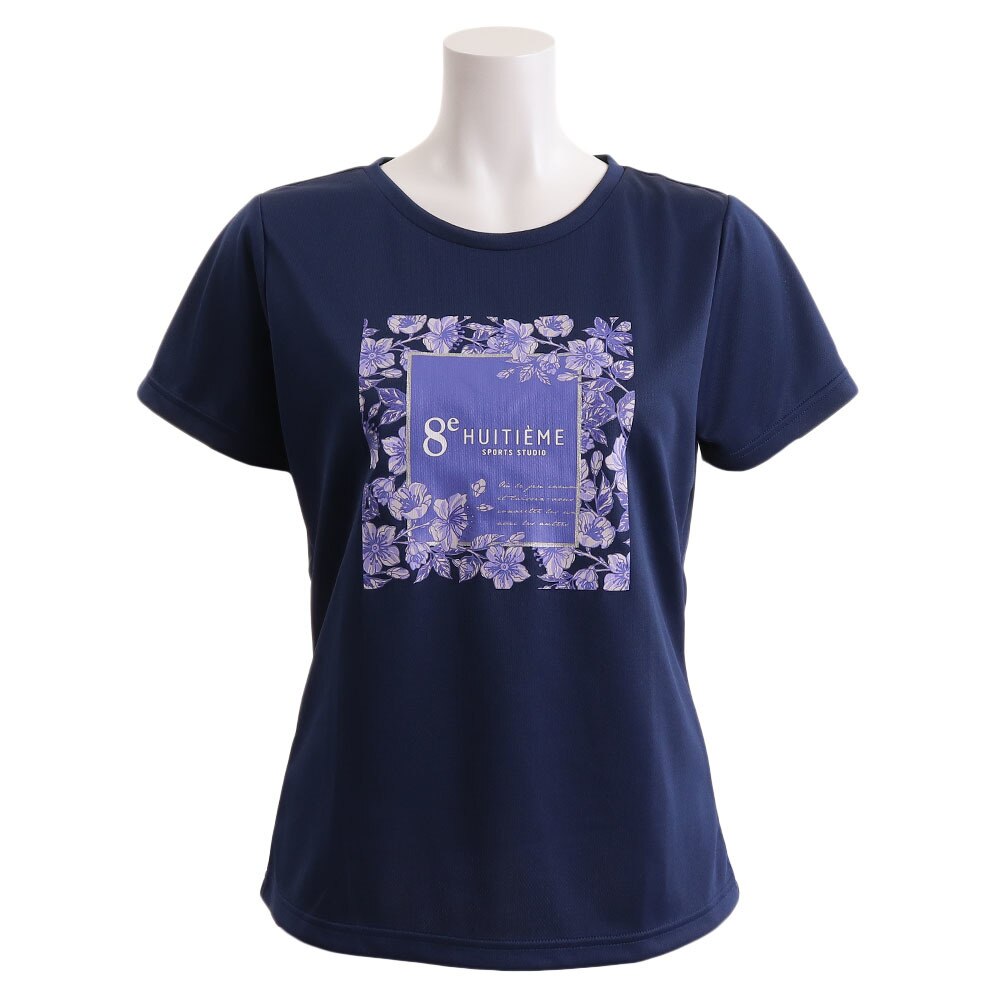  Tシャツ レディース 半袖 フラワーボックス HU19F03LS733163NVY 【吸汗速乾/UVカット】