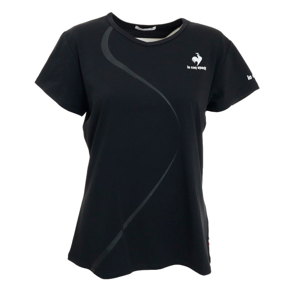 ルコックスポルティフ（lecoqsportif）（レディース）テニスウェア レディース YEARTOP ゲームシャツ QTWTJA04 BLK