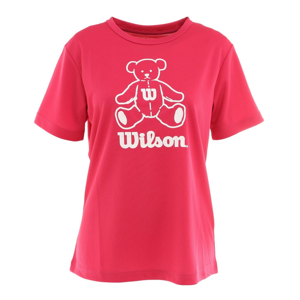 ウイルソン（Wilson）（レディース）テニスウェア ビッグロゴ ドライ半袖 Tシャツ 紫外線遮蔽率90%以上 UVカット 紫外線対策 吸水速乾 412270-PK