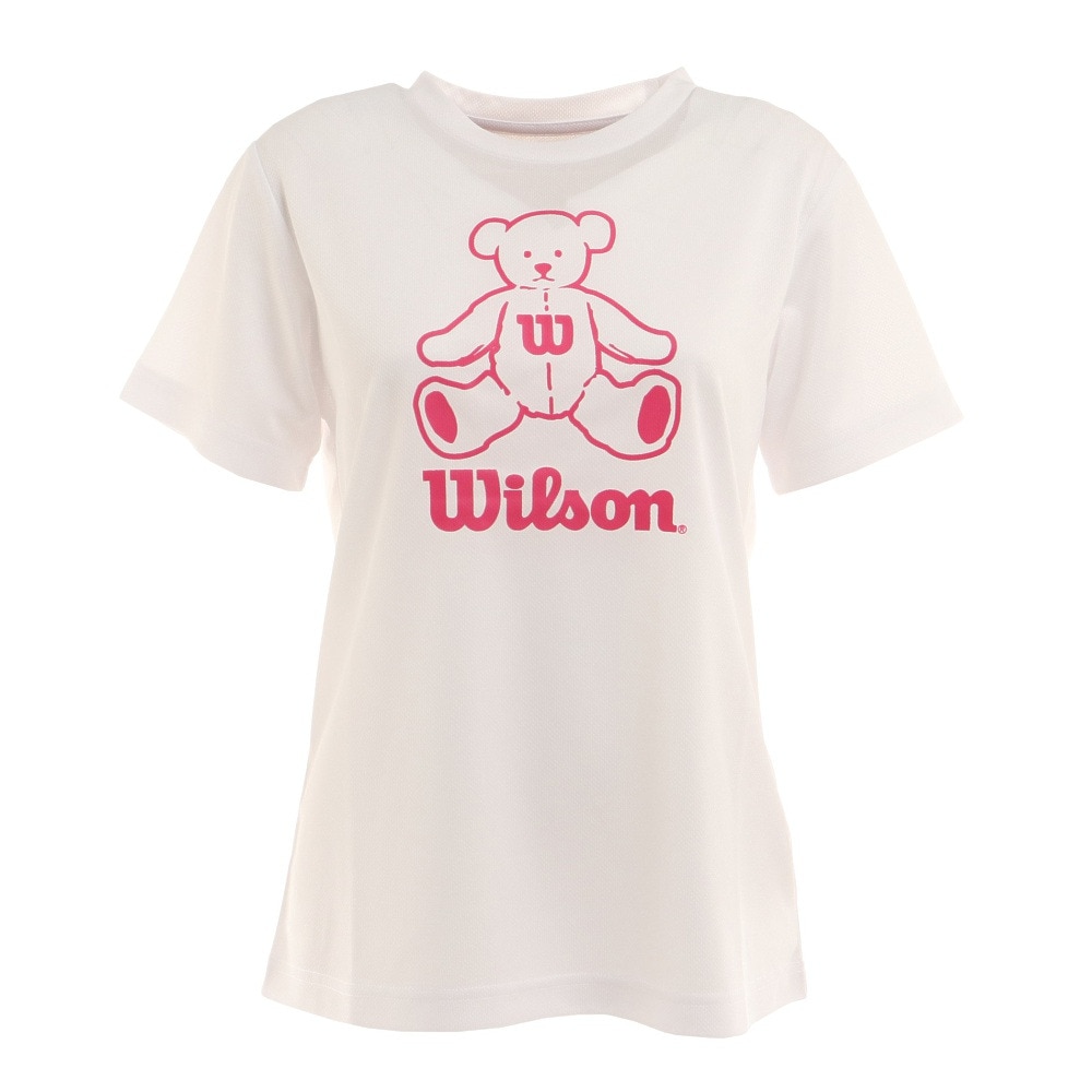 ウイルソン（Wilson）（レディース）テニスウェア ビッグロゴ ドライ半袖 Tシャツ 紫外線遮蔽率90%以上 UVカット 紫外線対策 吸水速乾 412270-WT