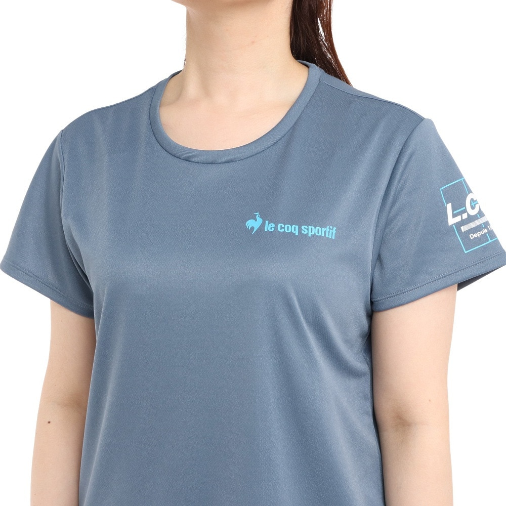ルコックスポルティフ（lecoqsportif）（レディース）テニスウェア レディース 半袖 Tシャツ 吸汗速乾 紫外線カット QTWTJA01XB LGR
