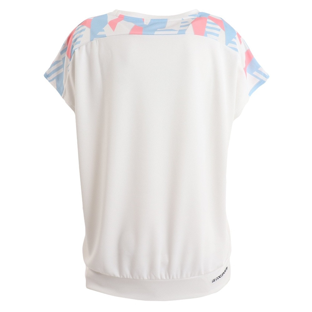 ルコックスポルティフ（lecoqsportif）（レディース）テニスウェア レディース 涼感グラフィック ゲームシャツ 接触冷感 紫外線カット QTWVJA03 WH