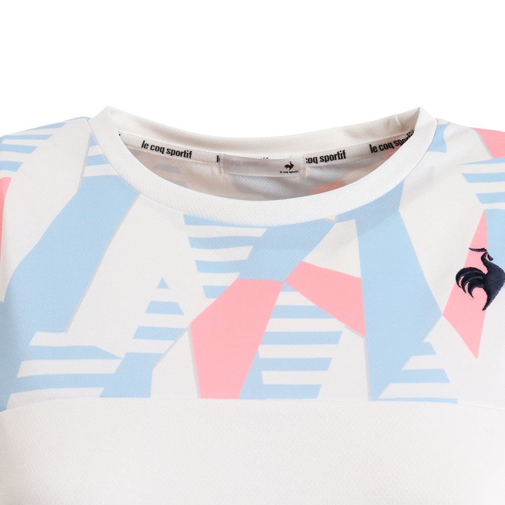 ルコックスポルティフ（lecoqsportif）（レディース）テニスウェア レディース 涼感グラフィック ゲームシャツ 接触冷感 紫外線カット QTWVJA03 WH