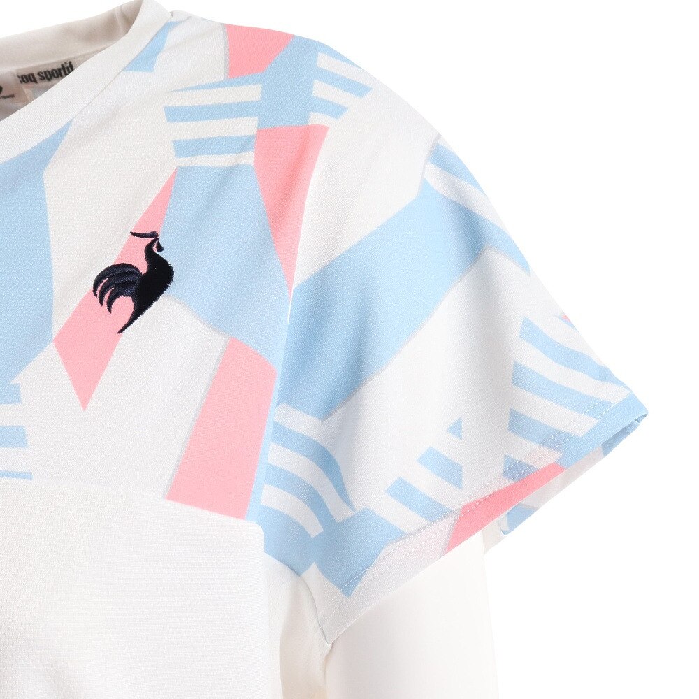 ルコックスポルティフ（lecoqsportif）（レディース）テニスウェア レディース 涼感グラフィック ゲームシャツ 接触冷感 紫外線カット QTWVJA03 WH