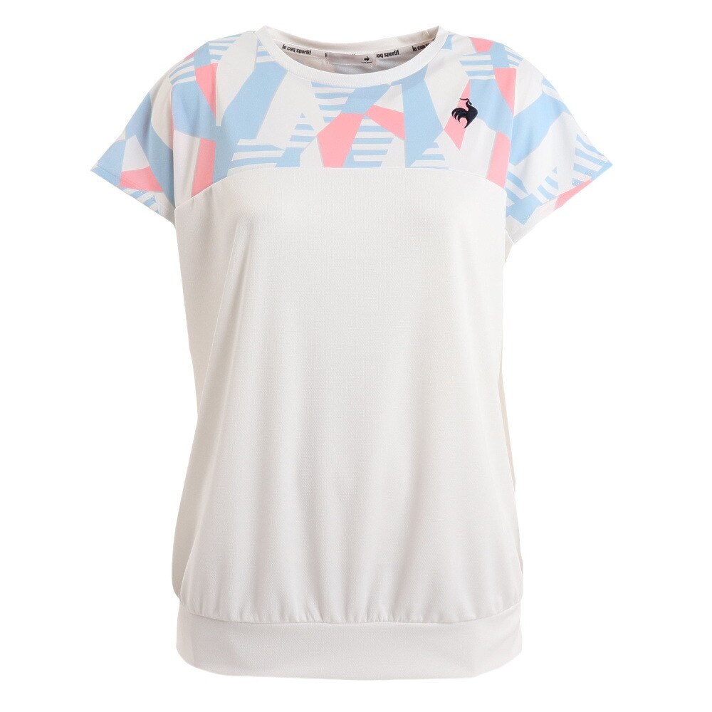 ルコックスポルティフ（lecoqsportif）（レディース）テニスウェア レディース 涼感グラフィック ゲームシャツ 接触冷感 紫外線カット QTWVJA03 WH