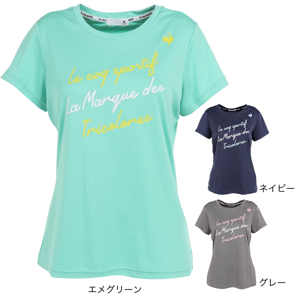 ルコックスポルティフ（lecoqsportif）（レディース）テニスウェア レディース 杢スムースグラフィックプラクティス 半袖 Tシャツ QTWVJA92 EM
