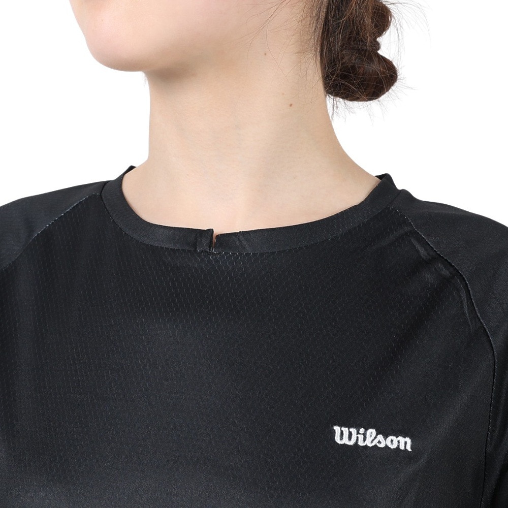 ウイルソン（Wilson）（レディース）テニスウェア レディース Shinestarパネル Tシャツ 紫外線遮蔽率90%以上 UVカット 紫外線対策 吸水速乾 413260-BK