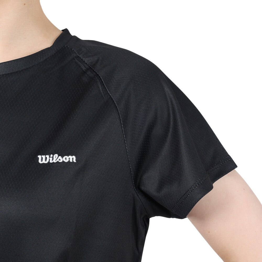 ウイルソン（Wilson）（レディース）テニスウェア レディース Shinestarパネル Tシャツ 紫外線遮蔽率90%以上 UVカット 紫外線対策 吸水速乾 413260-BK