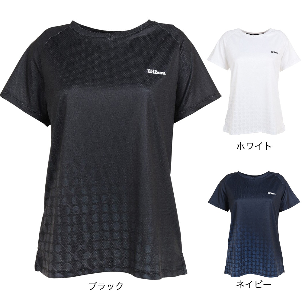 ウイルソン（Wilson）（レディース）テニスウェア レディース Shinestarパネル Tシャツ 紫外線遮蔽率90%以上 UVカット 紫外線対策 吸水速乾 413260-WT