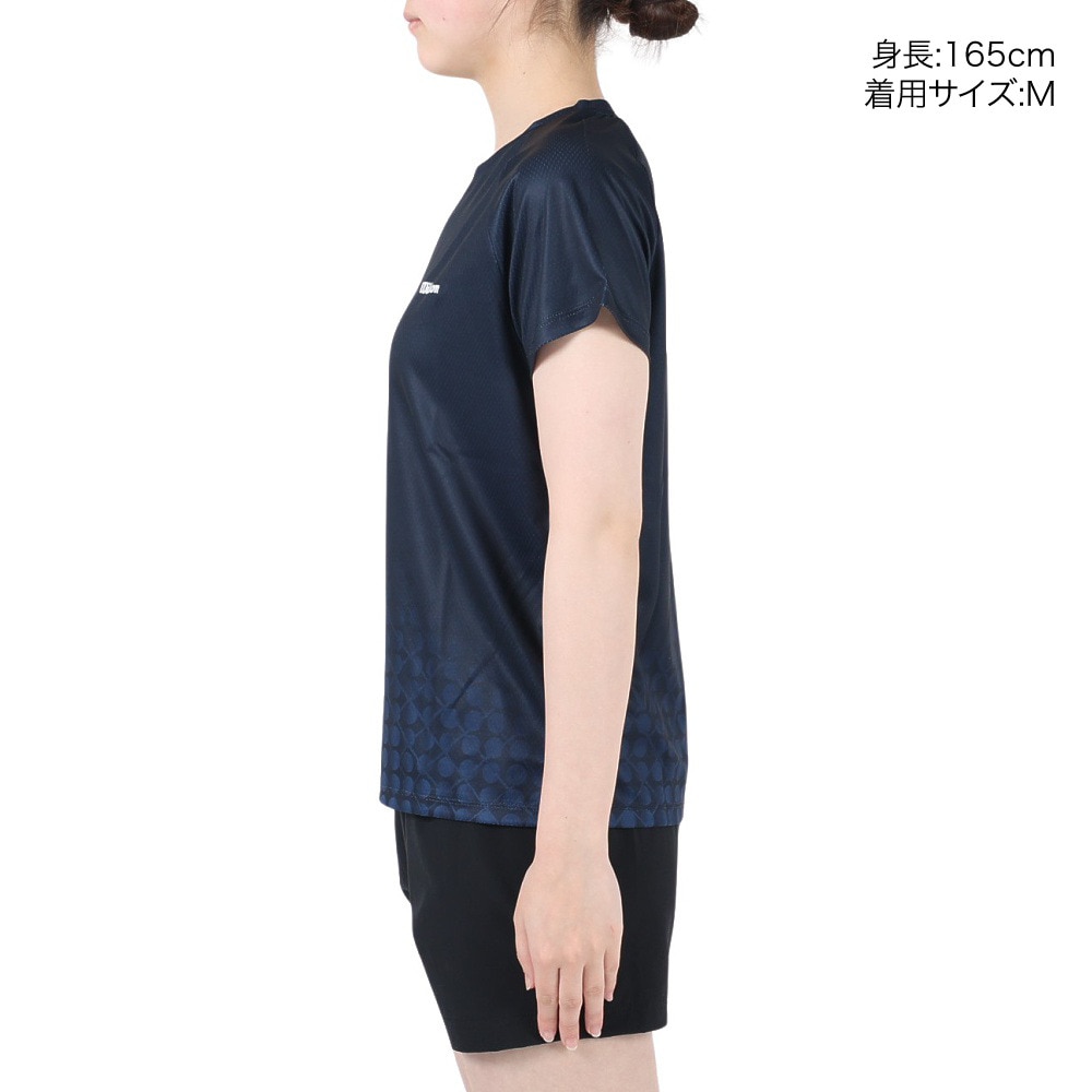 ウイルソン（WILLSON）（レディース）テニスウェア レディース Shinestarパネル Tシャツ 紫外線遮蔽率90%以上 UVカット 紫外線対策 吸水速乾 413260-NV