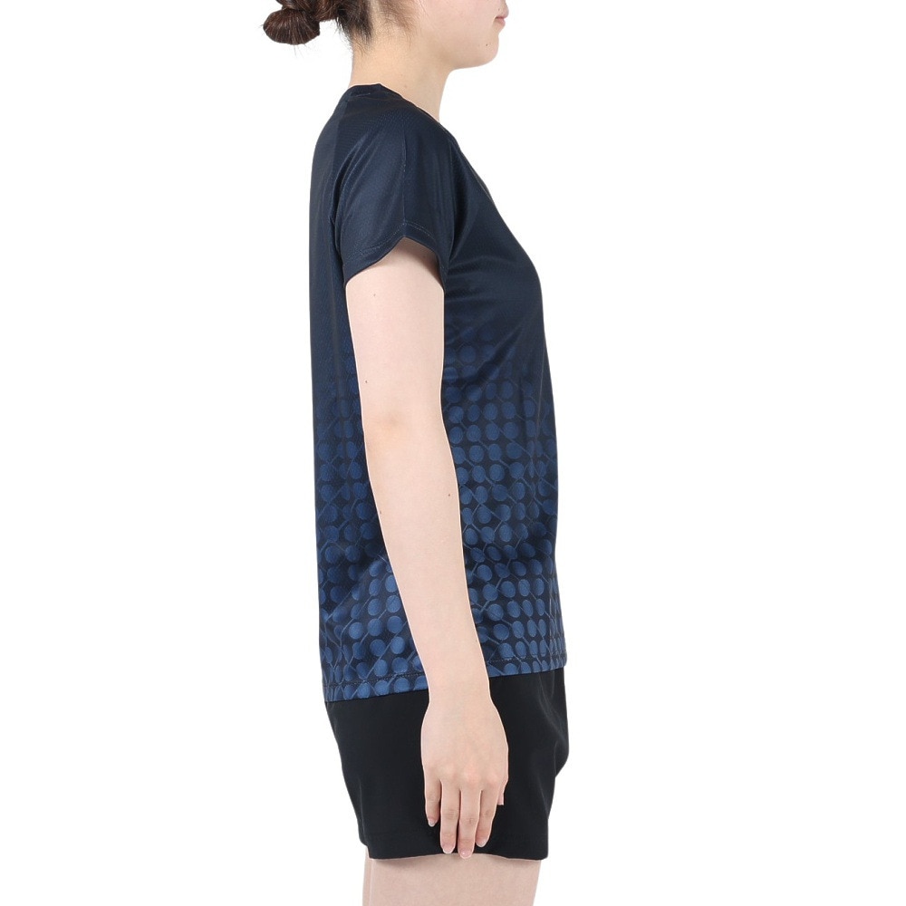 ウイルソン（WILLSON）（レディース）テニスウェア レディース Shinestarパネル Tシャツ 紫外線遮蔽率90%以上 UVカット 紫外線対策 吸水速乾 413260-NV
