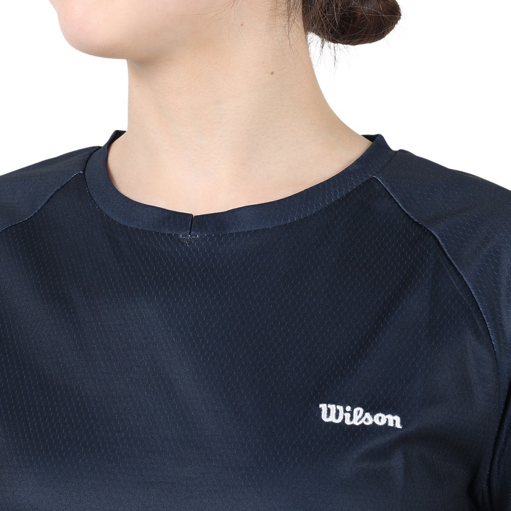 ウイルソン（WILLSON）（レディース）テニスウェア レディース Shinestarパネル Tシャツ 紫外線遮蔽率90%以上 UVカット 紫外線対策 吸水速乾 413260-NV