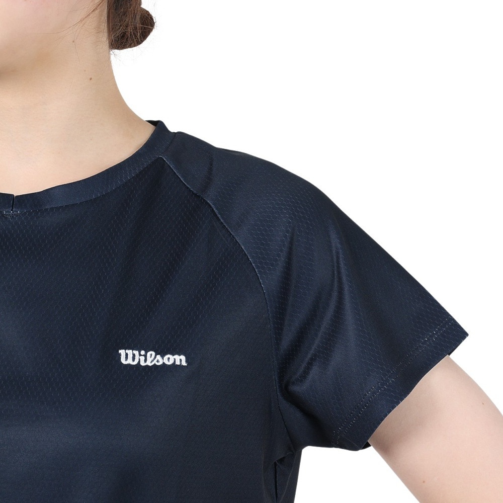 ウイルソン（Wilson）（レディース）テニスウェア レディース Shinestarパネル Tシャツ 紫外線遮蔽率90%以上 UVカット 紫外線対策 吸水速乾 413260-NV