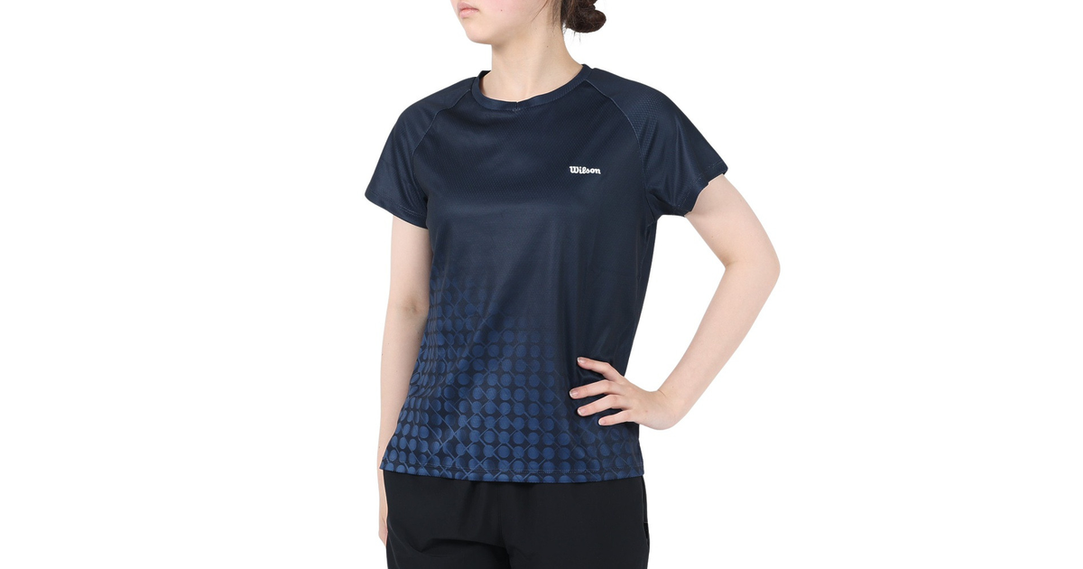 ウイルソン（Wilson）（レディース）テニスウェア レディース Shinestarパネル Tシャツ 紫外線遮蔽率90%以上 UVカット 紫外線対策 吸水速乾 413260
