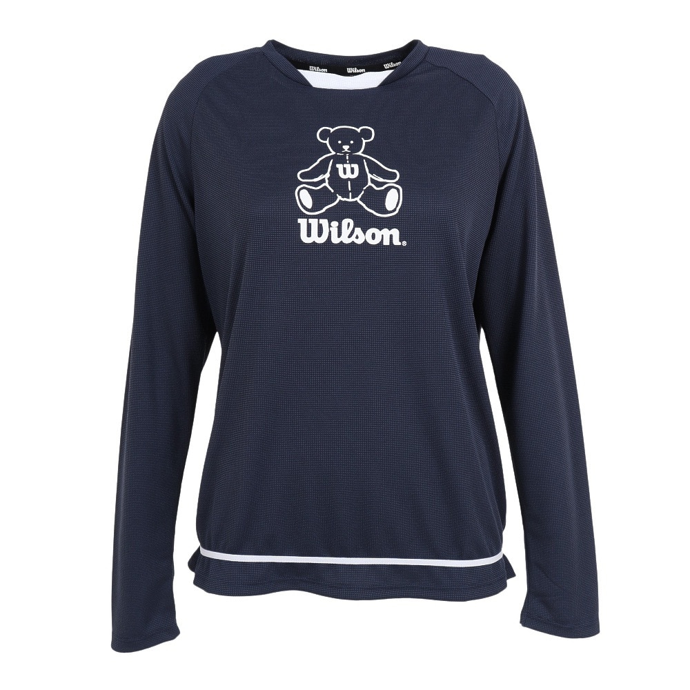 ウイルソン（Wilson）（レディース）テニスウェア レディース ラグラン 長袖Tシャツ 紫外線遮蔽率90%以上 UVカット 紫外線対策 吸水速乾 413265-NV
