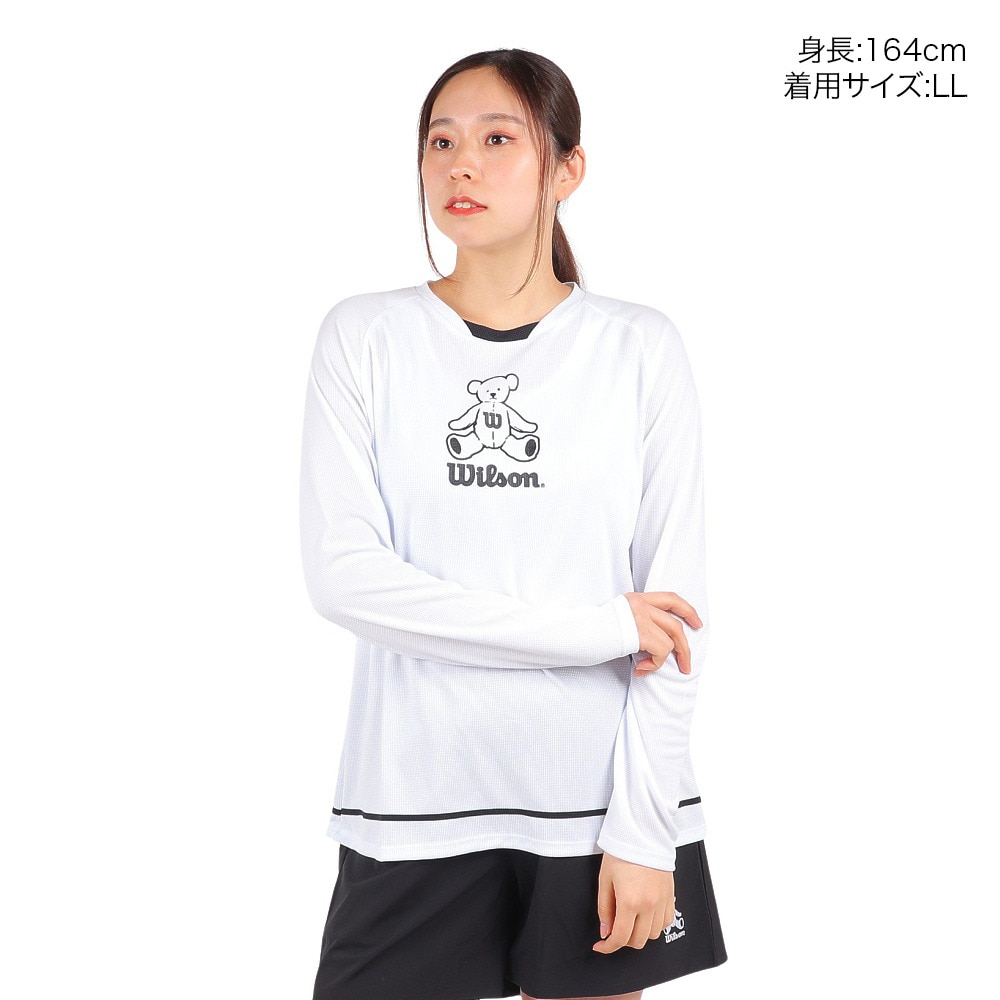 正規店 ウイルソン Wilson レディース テニスウェア ラグラン 長袖Tシャツ 紫外線遮蔽率90%以上 UVカット 紫外線対策 吸水速乾  413265-WT