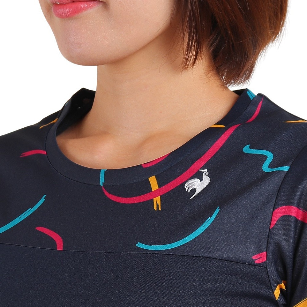 ルコックスポルティフ（lecoqsportif）（レディース）テニスウェア グラフィックゲームシャツ QTWWJA02 NV UVカット