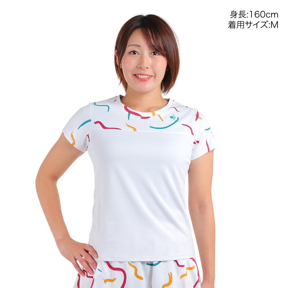 ルコックスポルティフ（lecoqsportif）（レディース）テニスウェア グラフィックゲームシャツ QTWWJA02 WH UVカット