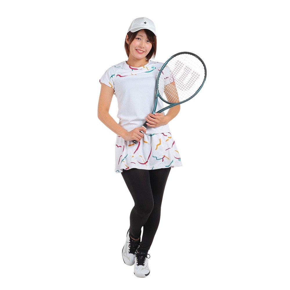 ルコックスポルティフ（lecoqsportif）（レディース）テニスウェア グラフィックゲームシャツ QTWWJA02 WH UVカット
