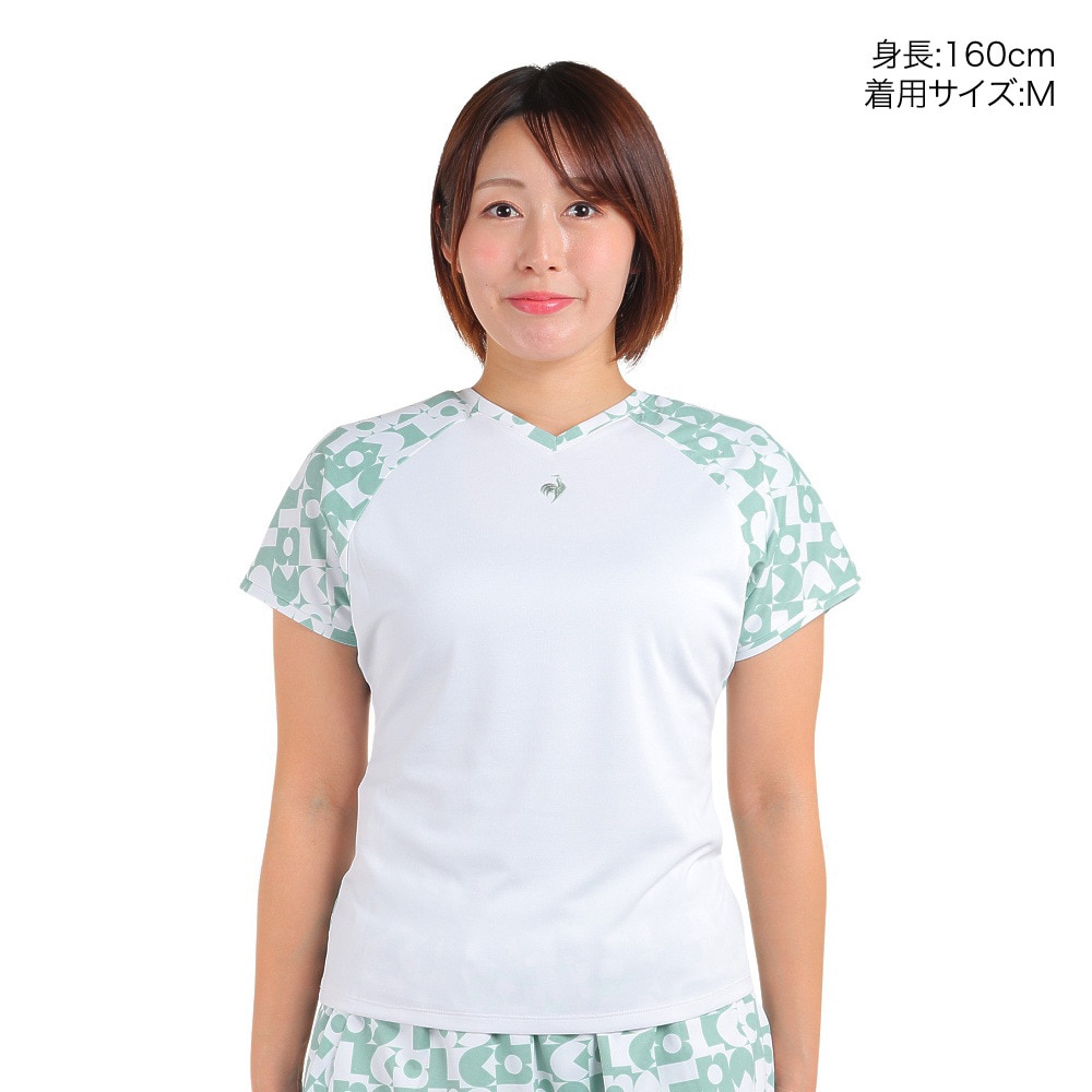 ルコックスポルティフ（lecoqsportif）（レディース）テニスウェア 2WAYグラフィックゲームシャツ QTWWJA03 BL UVカット