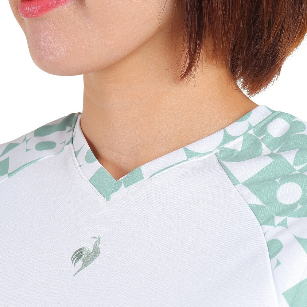 ルコックスポルティフ（lecoqsportif）（レディース）テニスウェア 2WAYグラフィックゲームシャツ QTWWJA03 BL UVカット