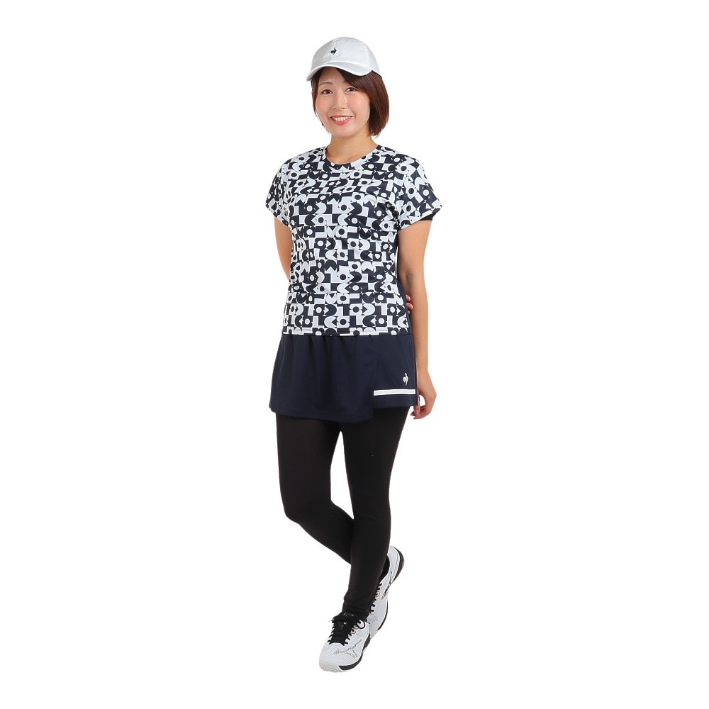 ルコックスポルティフ（lecoqsportif）（レディース）テニスウェア 2WAYグラフィックゲームシャツ QTWWJA03 NV UVカット