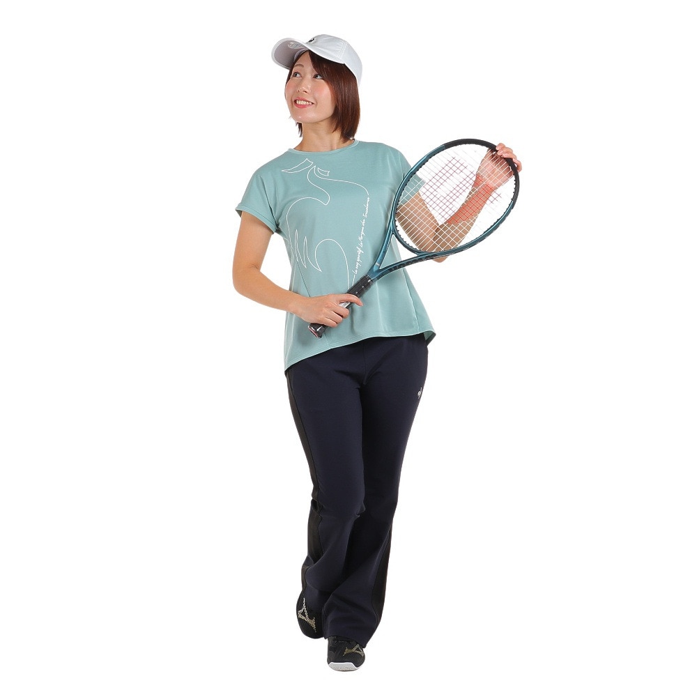 ルコックスポルティフ（lecoqsportif）（レディース）テニスウェア レディース プラクティス半袖シャツ QTWWJA05 BL 速乾
