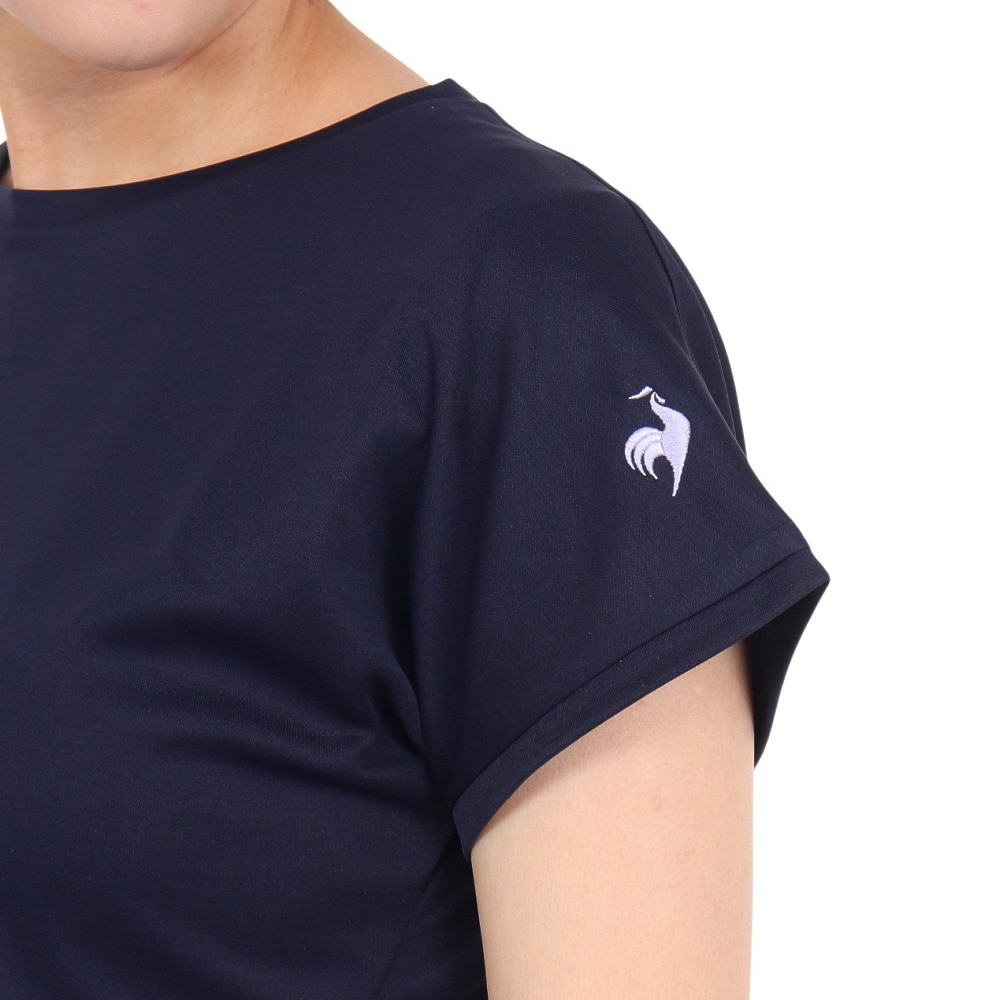 ルコックスポルティフ（lecoqsportif）（レディース）テニスウェア レディース プラクティス半袖シャツ QTWWJA05 NV 速乾